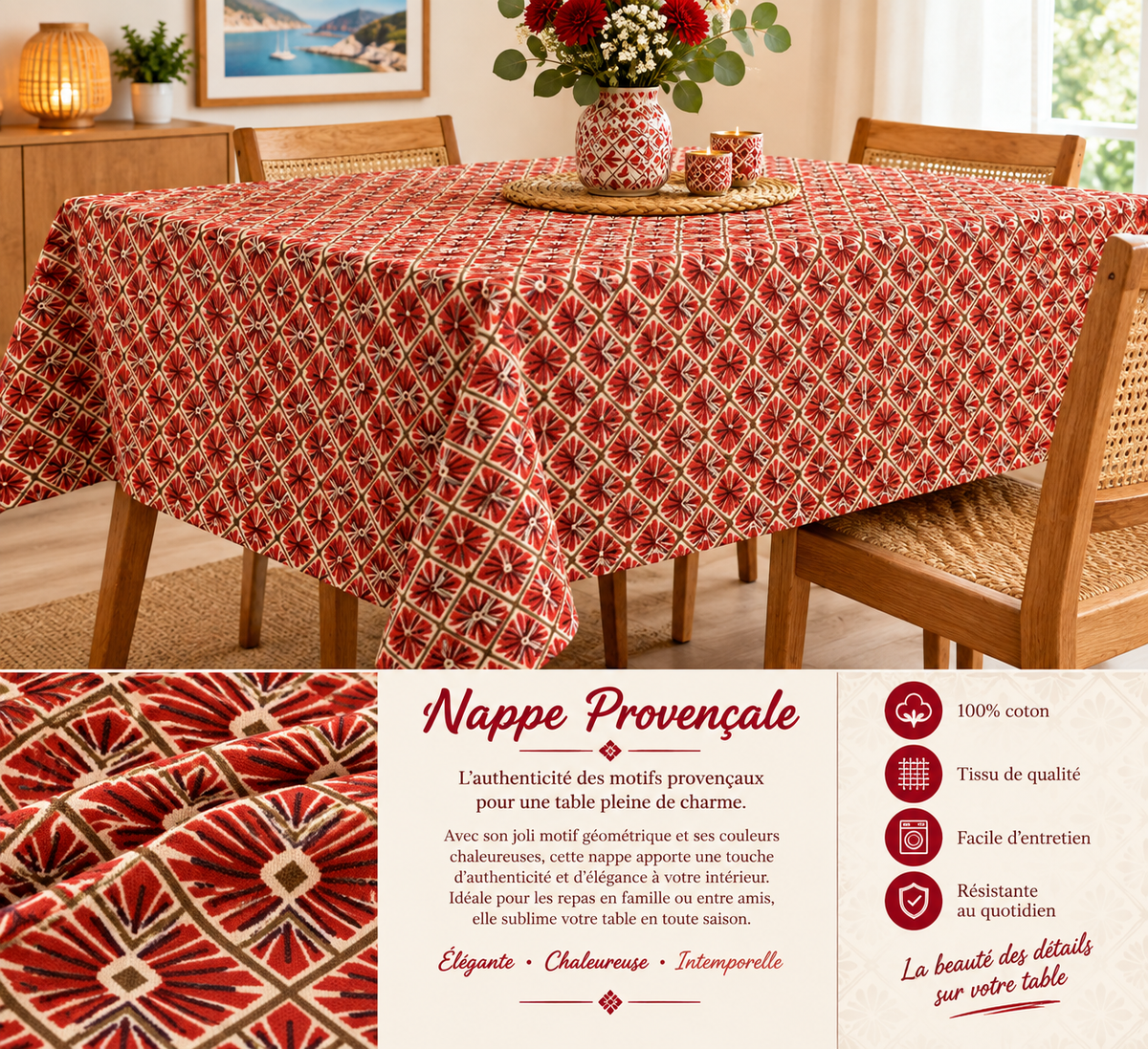 Nappe Motif Provençale Couleur Terracotta