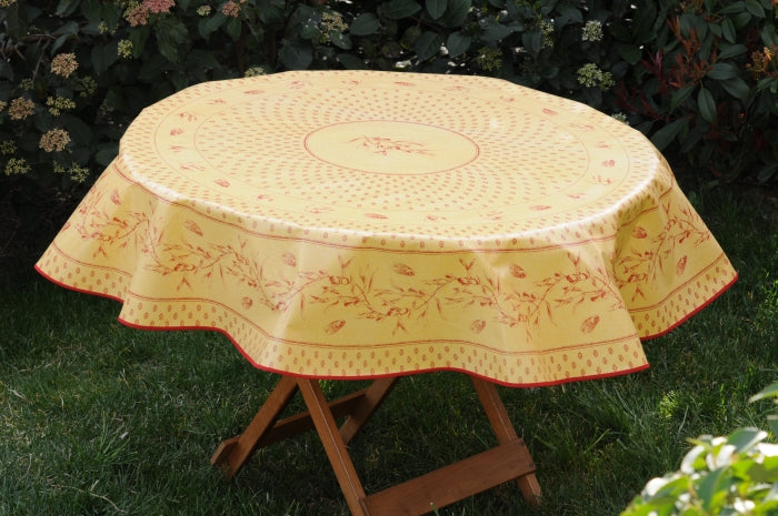 Nappe toile cireè ronde motif olive cigale 160 CM