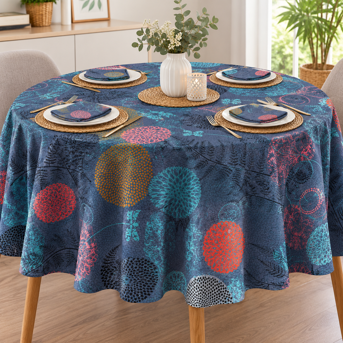 Nappe ronde fleurie – Tons botaniques