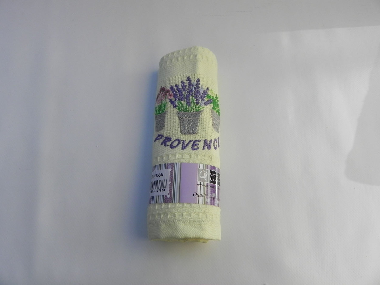 Torchons Motif Pot Lavande Blanc Casser Taille 50x70