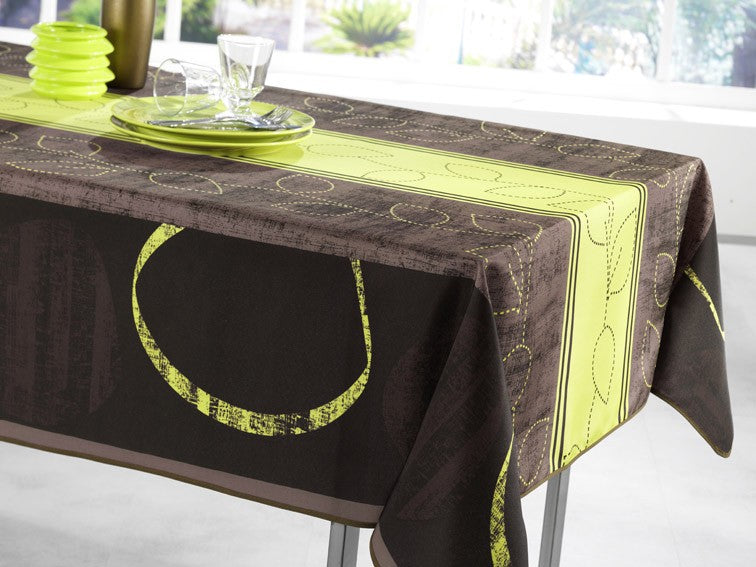 Nappe rectangle marron et anis vert