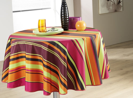 Nappe ronde  multicolors  rayures