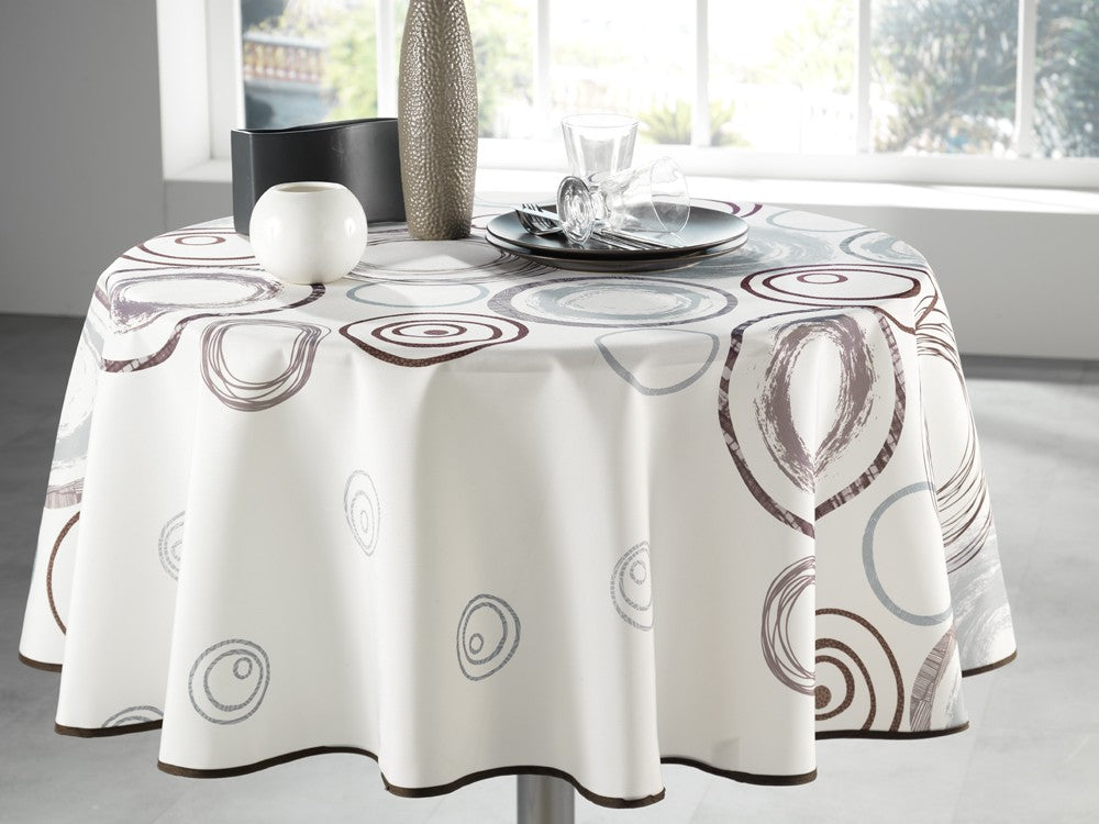 Nappe ronde 160 farandoles de cercle écru
