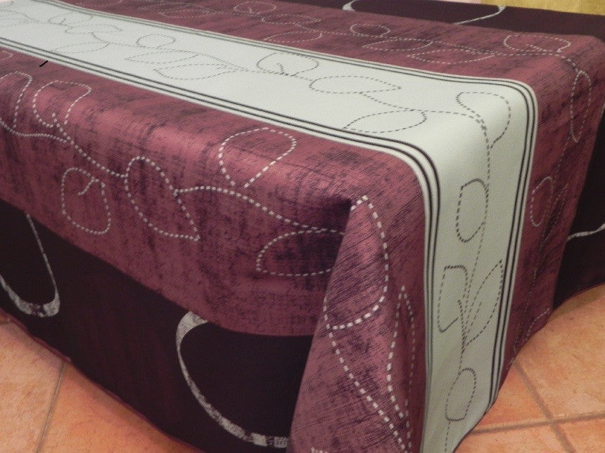 nappe rectangle fleur 3 rayures marron blanc