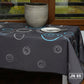 nappe rectangulaire motif spirale gris turquoise