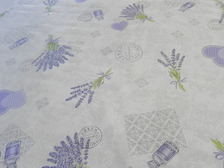 Toile cirée au mètre motif savons de Marseille et lavande