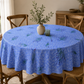 Nappe toile cireè ronde motif Saint Paule Paille bleu 160 cm