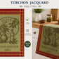 Torchon Jacquard motif Olive Rouge sur fond vert