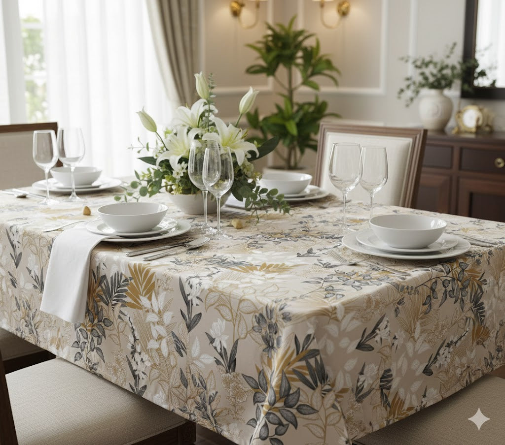 Toile Cirée Motif Paloma Beige