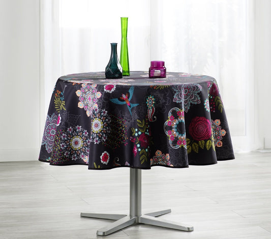 Nappe ronde Motif fleurs oiseau