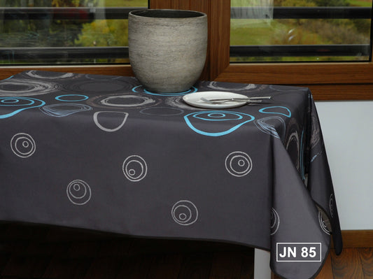 nappe rectangulaire motif spirale gris turquoise