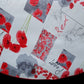 nappe toile cirre ronde motif poppy sur fond blanc